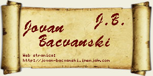 Jovan Bačvanski vizit kartica